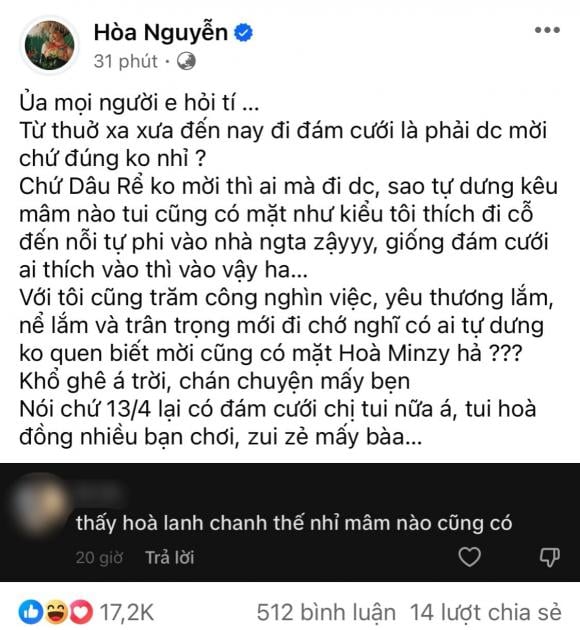 Hòa Minzy bị nói lanh chanh khi có mặt ở nhiều Quatrian shbet hiện đang mở  