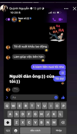 Quỳnh Kool chia sẻ đoạn tin nhắn thân thiết.