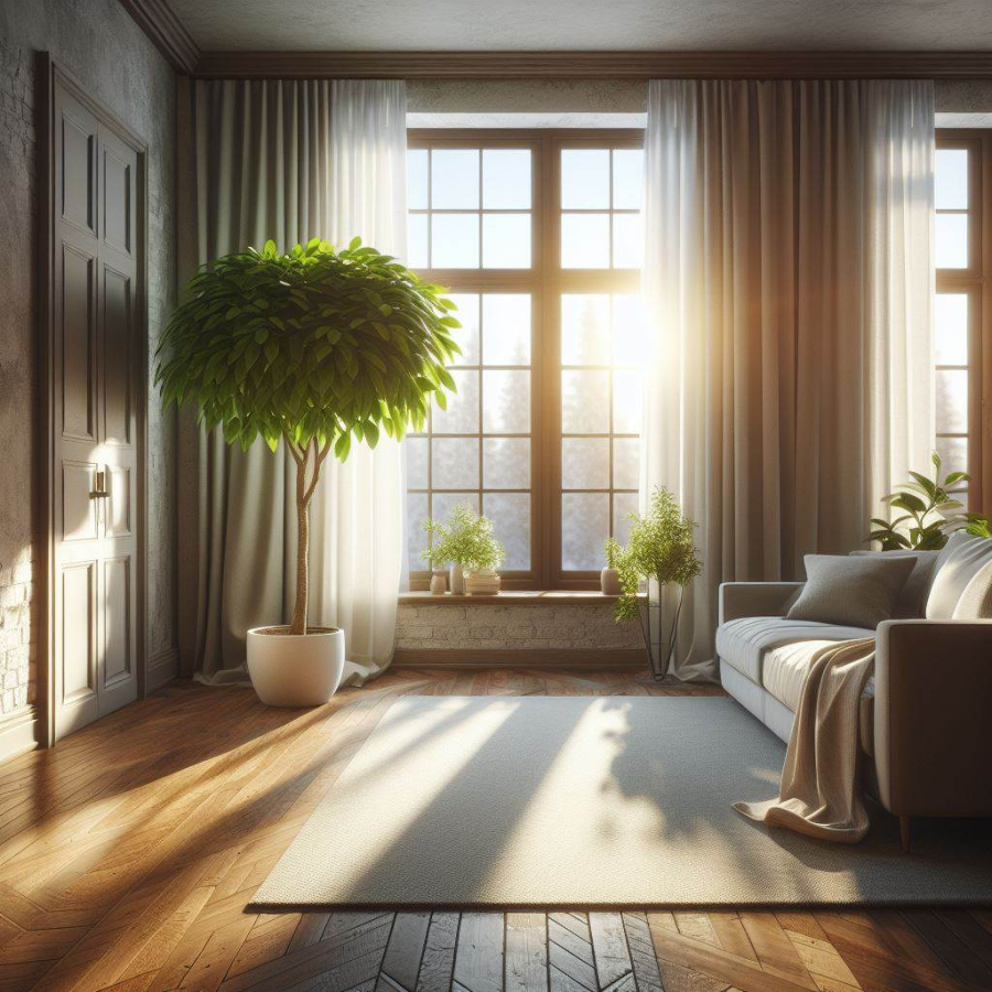 Để xác định vị trí đặt cây cảnh ở phòng khách, nguyên tắc chung là phải đặt ở vị trí có nhiều ánh sáng tự nhiên