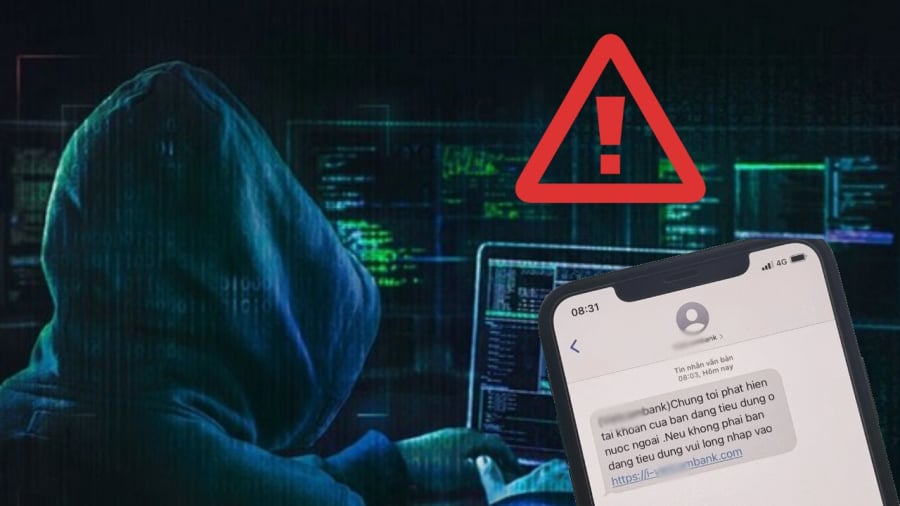 Minh họa người mang mặt nạ hacker Anonymous cầm smartphone đã bị hack. 