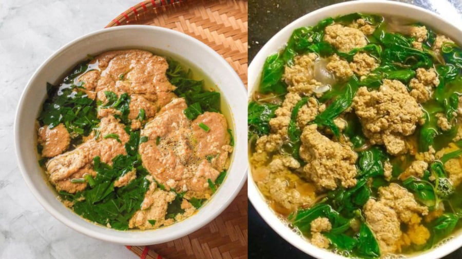 Món canh cua, thịt nổi tảng, nước trong veo