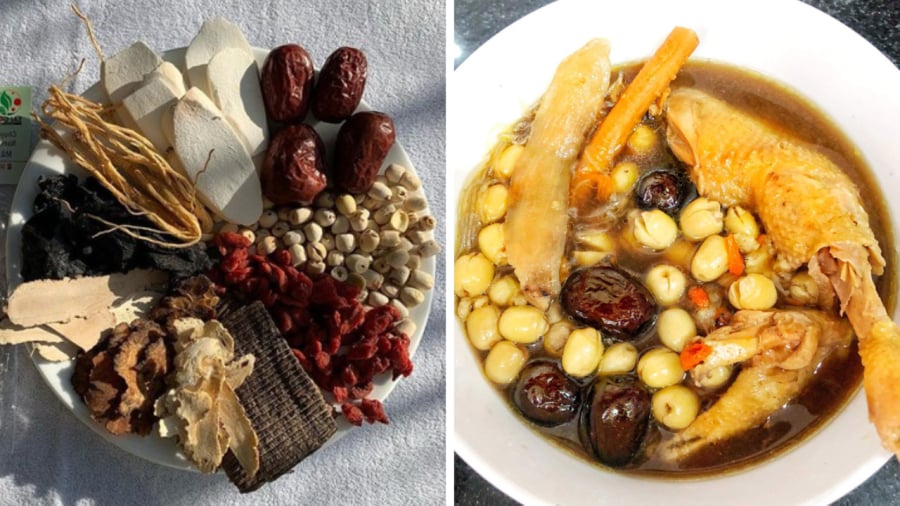 Gà tần thuốc Bắc có hương vị thơm đặc trưng của các vị thuốc.