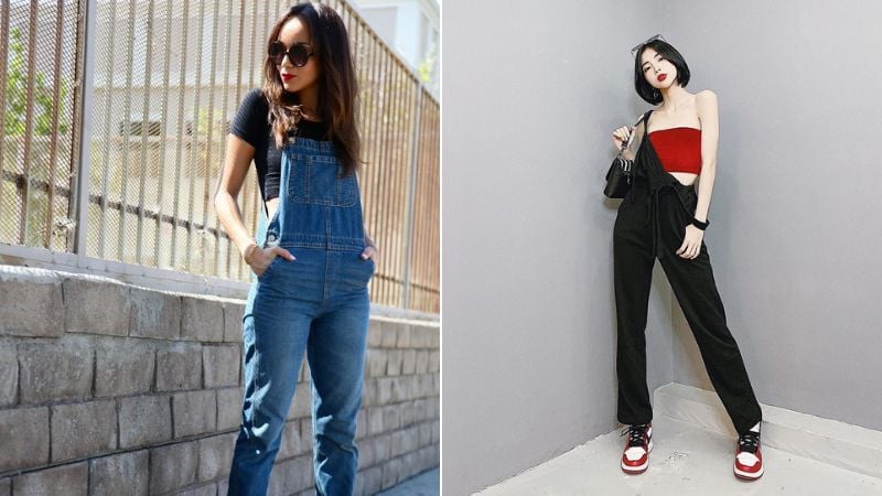 Quần yếm phối cùng với áo croptop