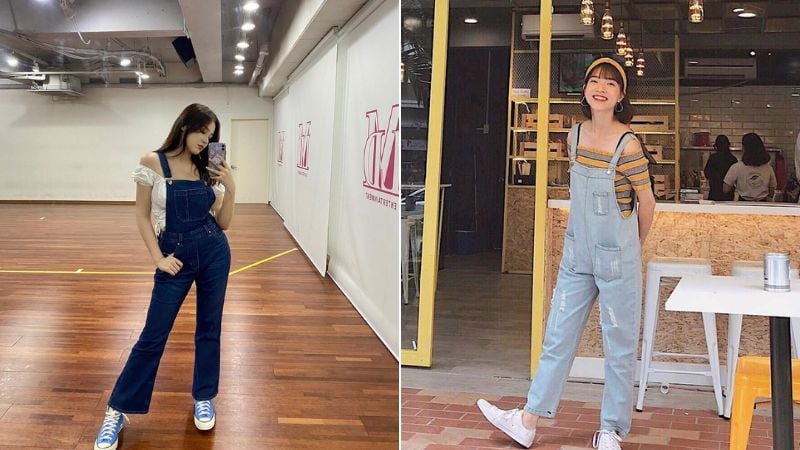 Quần yếm phối cùng với áo trễ vai