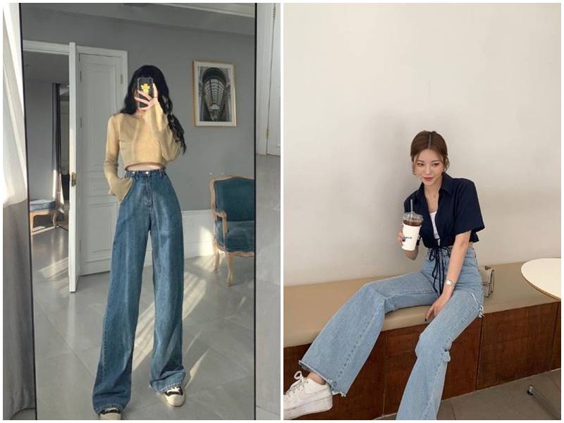 Với những ai có chiều cao hạn chế, các nàng lưu ý không nên chọn quần jeans ống suông quá dài rộng để tránh bị 