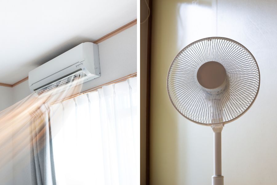 Nên bật điều hoà kết hợp với bật quạt
