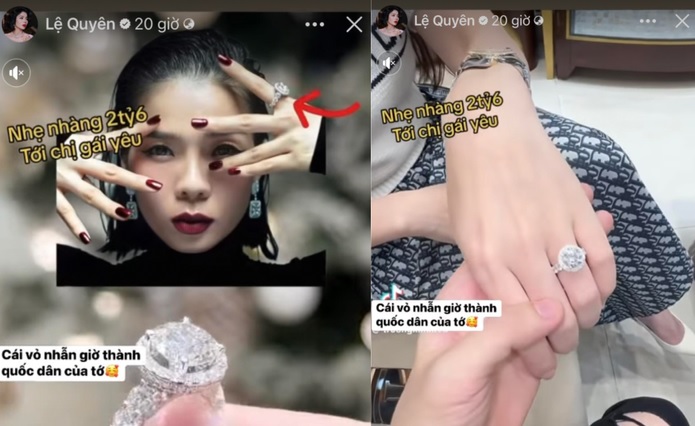 Lệ Quyên khoe nhẫn kim cương 