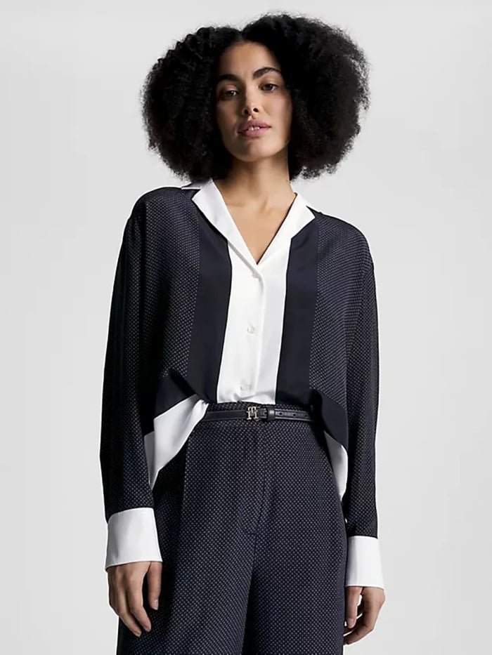 Áo sơ mi nữ tay dài TOMMY HILFIGER Silk Polkadot Relaxed Shirt LS.