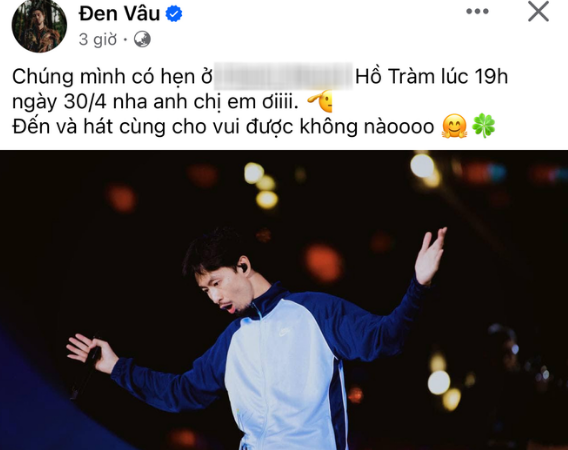 Cách đây 1 tháng, Đen Vâu và Hoàng Thùy Linh bị bắt gặp cùng nhau về nhà riêng ở Hà Nội và TP.HCM. Cho đến mới đây, Đen Vâu lần đầu có động thái trên mạng xã hội. Theo đó, nam rapper đăng tải hình ảnh được chụp trong đêm diễn, đính kèm theo đó là dòng trạng thái nhắn nhủ 