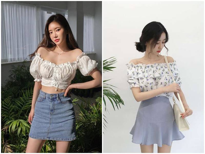 Áo trễ vai mix chân váy tutu