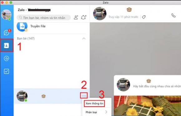 Lấy số điện thoại từ Zalo trên máy tính, laptop    