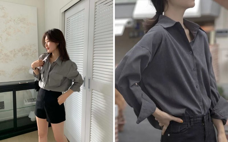 Áo trắng kết hợp với quần short xuyệt tông tinh tế và thanh lịch