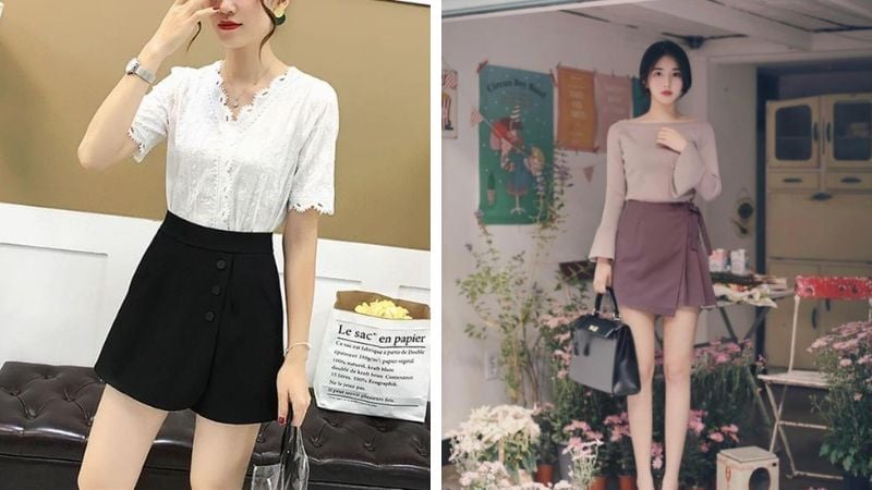 Đặc biệt hãy ưu tiên chân váy dáng suông, chân váy ngắn xẻ tà hoặc chân váy ngắn xếp vạt. 