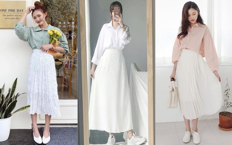 Đảm bảo với chân váy trắng nàng sẽ tha hồ biến hóa phong cách. 