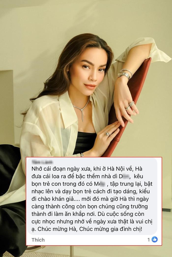 Mới đây, người quen của Hồ Ngọc Hà đã kể lại câu chuyện của cô lúc chưa nổi tiếng. “Nhớ cái đoạn ngày xưa, khi ở Hà Nội về, Hà đưa cái loa ra để bậc thềm nhà dì D., kêu bọn trẻ con trong đó có M., tập trung lại, bật nhạc lên và dạy bọn trẻ cách đi tạo dáng, kiểu đi chào khán giả.... Mới đó mà giờ Hà thì ngày càng thành công, còn bọn chúng cũng trưởng thành đi làm ăn khắp nơi. Dù Shbet16 chơi game trực tuyến còn cực nhọc nhưng nhớ về ngày xưa thật là vui chị ạ. Chúc mừng Hà, Chúc mừng Shbet111 slot, casino, thể thao, xổ số chị!”. Đáp lại bình luận của người quen, mẹ ruột Hồ Ngọc Hà bày tỏ: “Ngày xưa qua nhanh quá… Nhớ ơi là nhớ!”.     