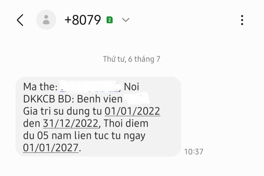 Bạn có thể kiểm tra giá trị thẻ BHYT thông qua tin nhắn
