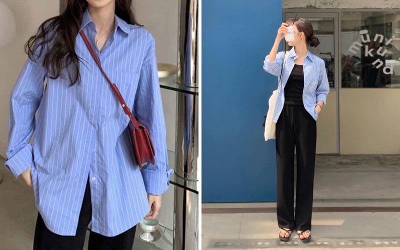 Hãy làm mới bản thân với chiếc áo kẻ sọc màu xanh rất dễ chịu này