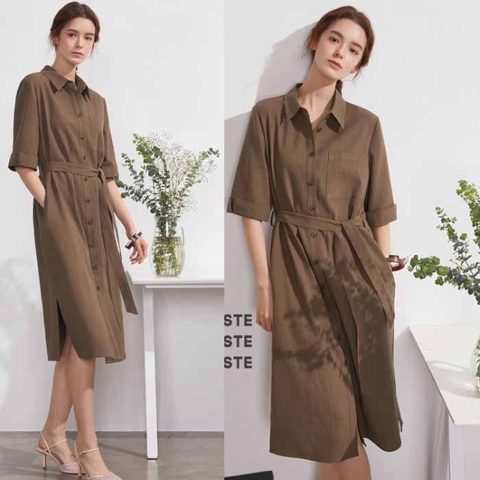 Đầm áo sơ mi dáng dài đơn giản và kín đáo