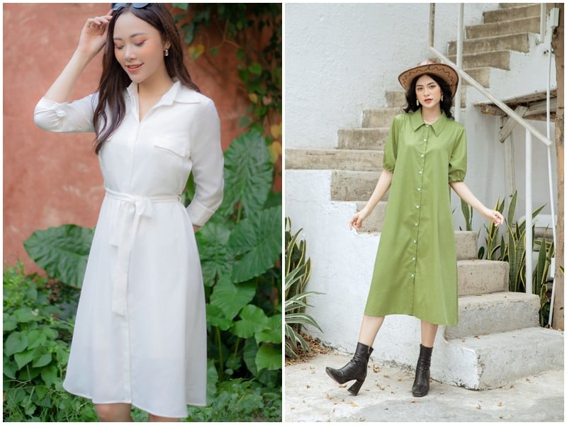 Đây là kiểu đầm được nhiều nàng công sở ưu ái lựa chọn nhờ sự thanh lịch, sang trọng.