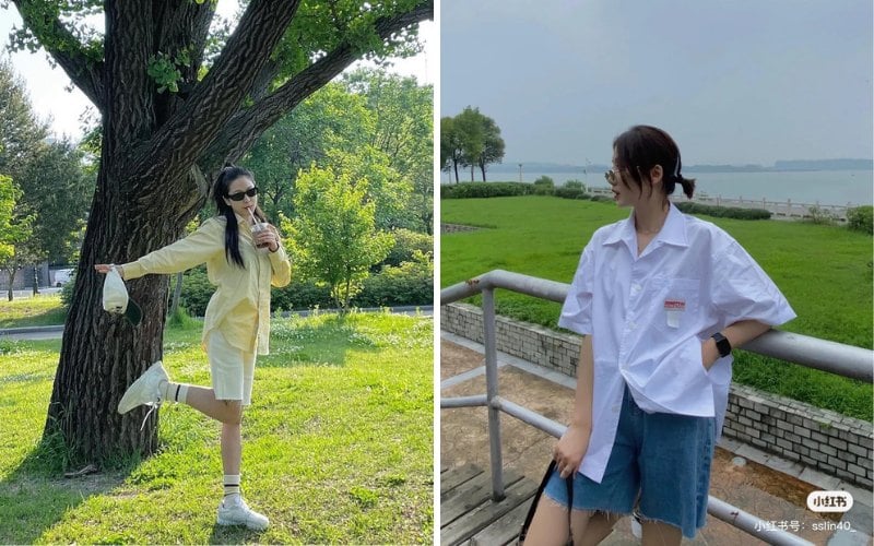 Cách mix đồ này mang đến sự thoải mái, mát mẻ và giúp Yeri khoe được vóc dáng thon gọn.