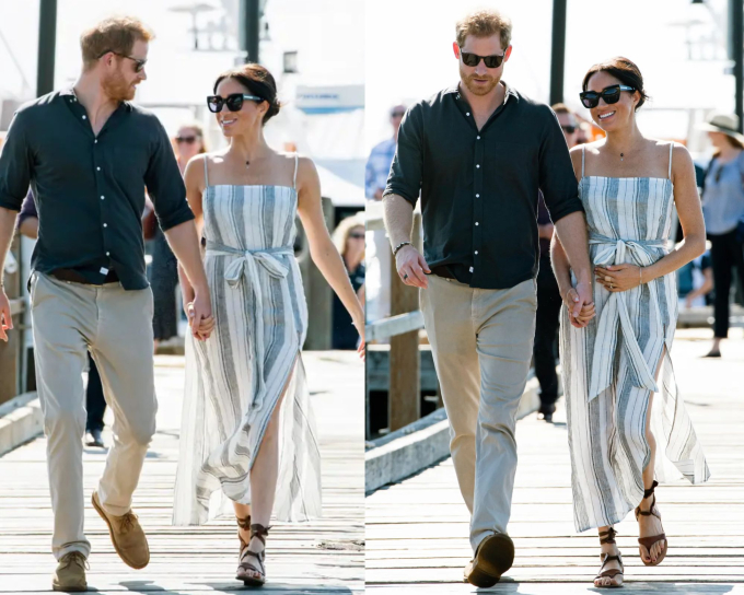 Meghan Markle kết hợp rất ăn ý với sandal phóng khoáng.