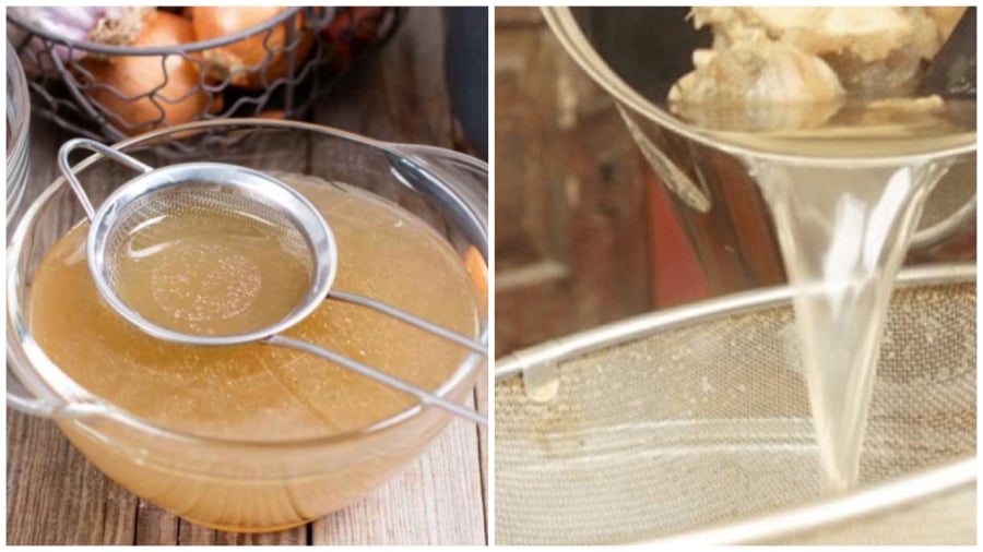 Nước hầm xương trong veo