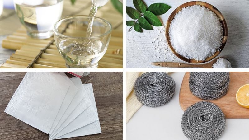 Vật dụng cần chuẩn bị khi sử dụng giấm cọ xoong