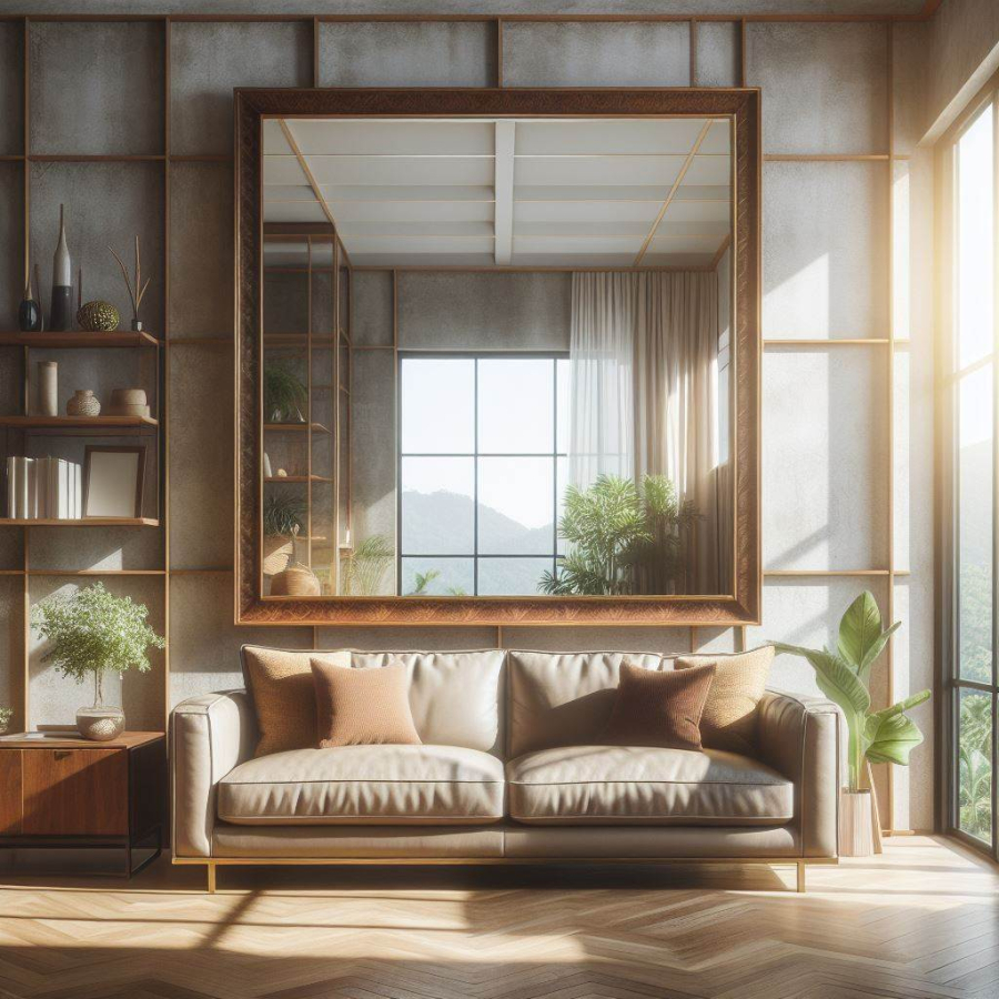 Tránh đặt gương lớn phía sau ghế sofa
