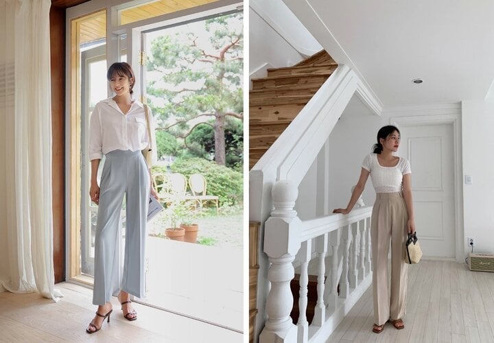 Quần âu ống rộng có đường ly