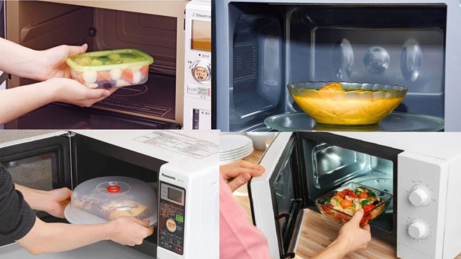 Khi dùng  lò vi sóng nên đậy nắp hộp thức ăn