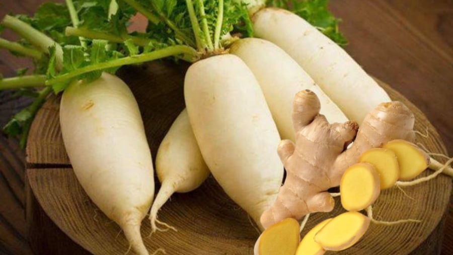 Củ cải và gừng là những thực phẩm rất tốt