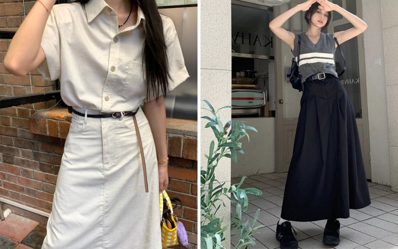Chiếc thắt lưng bản nhỏ tạo điểm nhấn cho phần eo thon đẹp