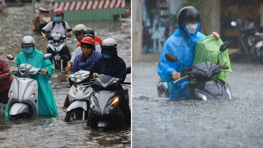 Khi xe máy bị ngập nước, bạn không nên cố gắng đề, đạp máy để chạy tiếp.