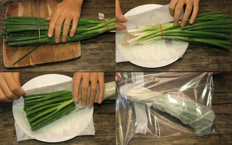 Bảo quản hành lá ở trong ngăn mát tủ lạnh