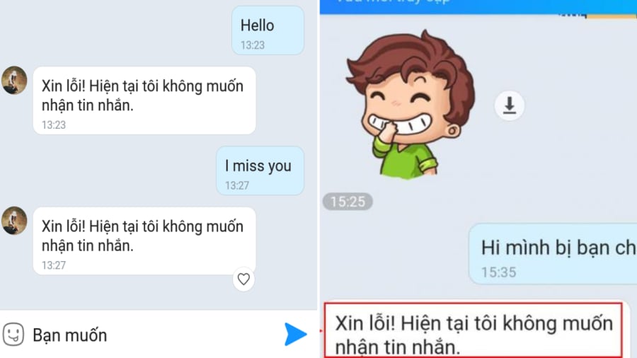 Khi bị chặn tin nhắn trên Zalo, bạn sẽ nhận được thông báo 