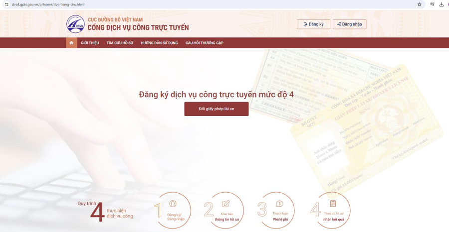 Để tích hợp Giấy phép SHBET 1000 World Cup vào VNeID, đầu tiên, người dân cần truy cập vào Cổng dịch vụ công trực tuyến của Cục Đường bộ Việt Nam.