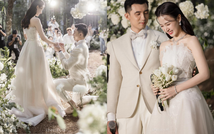 Cô dâu mới cho biết đây là dịp để Minh Đạt được tái hiện lại màn cầu hôn.