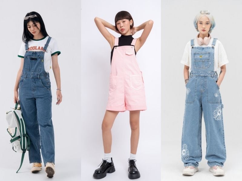 Phối đồi với quần jeans yếm khiến các cô nàng trẻ trung, tinh nghịch và dễ thương.