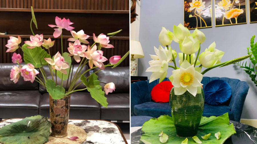 Việc tạo dáng và cắm hoa sen như thế nào sẽ tùy thuộc vào sự sáng tạo của mỗi người.