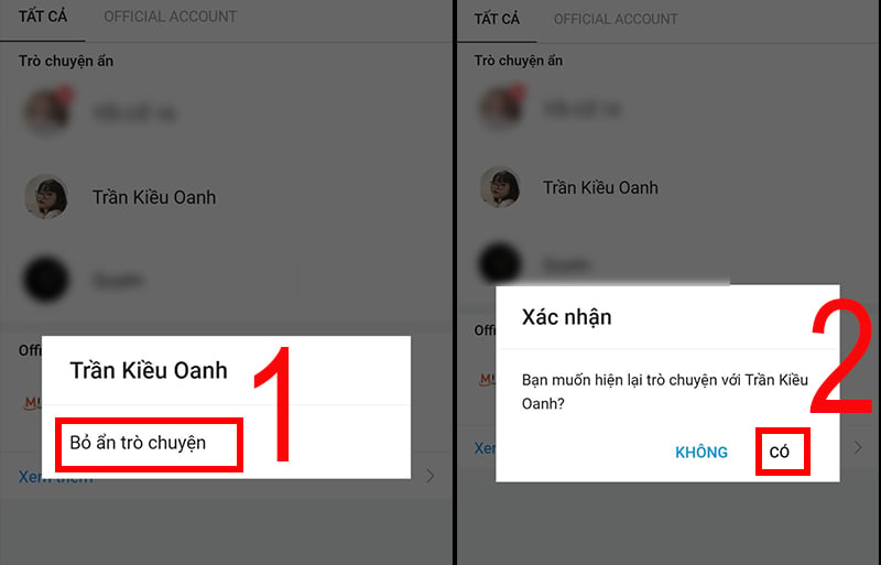 Xem lại các cuộc trò chuyện bị ẩn