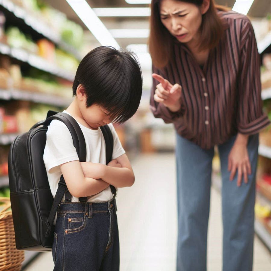 Việc quát mắng con trước mặt người ngoài là một hành vi của cha mẹ có thể khiến trẻ ngày càng tự ti và mặc cảm