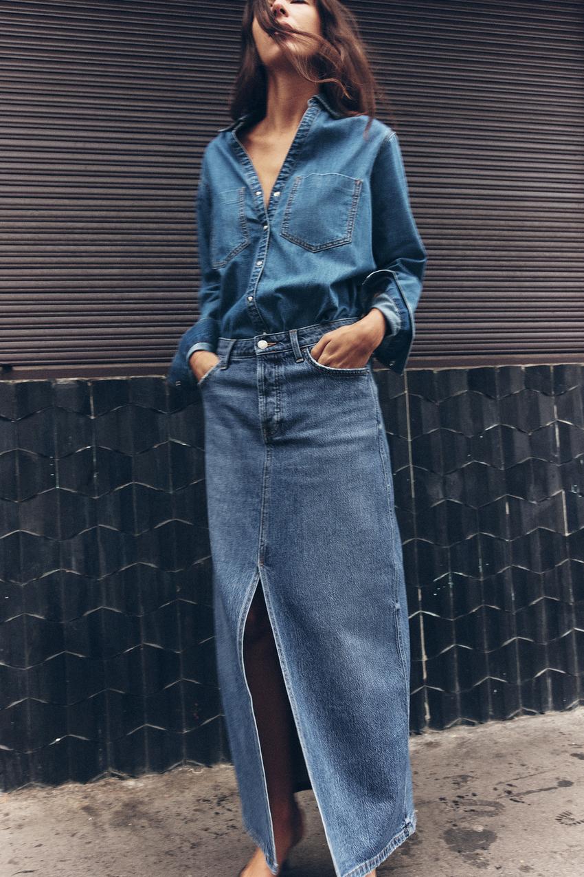 Váy midi denim là món đồ không thể thiếu cho những cô nàng yêu thích phong cách vừa cá tính, vừa thanh lịch.