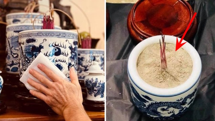 Một số người sử dụng cát trong bát hương, nhưng điều này không phải là thực hành chính xác. 