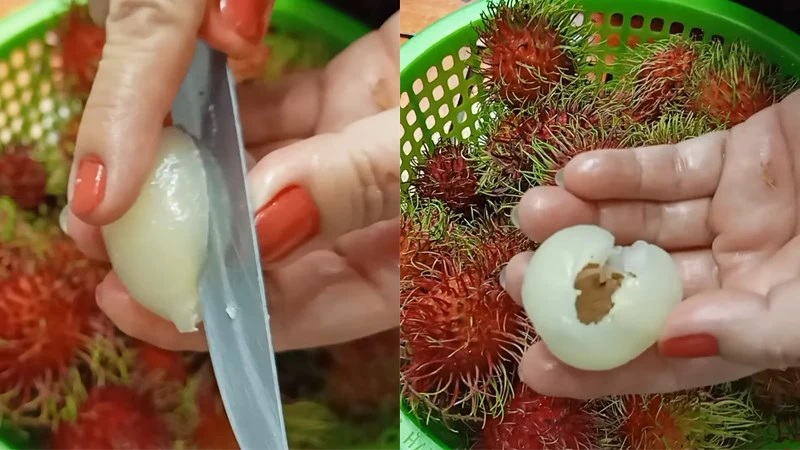 Để chắc chắn chôm chôm có cùi dễ tróc vỏ, bạn có thể thử bóc một quả tại chỗ bán và kiểm tra trước khi mua số lượng lớn.     