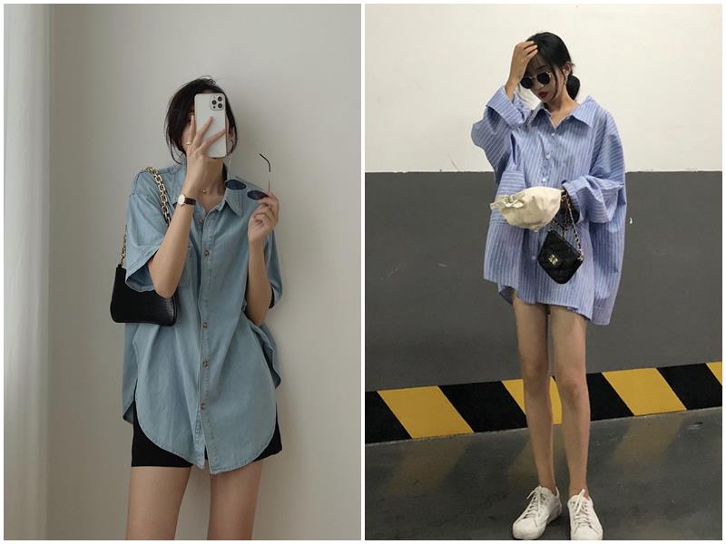 Sơ mi là thả bên ngoài quần jeans, quần short là cách che đi vòng hai mũm mĩm.