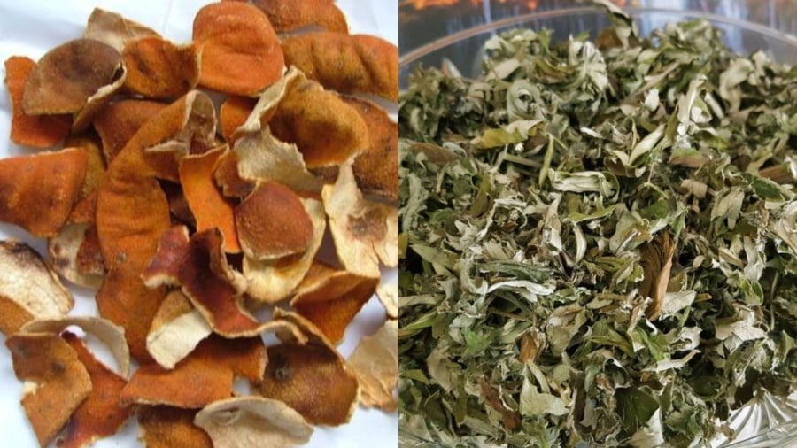 Sử dụng vỏ cam, quýt khô, ngải cứu khô có thể giúp đuổi muỗi rất tốt.