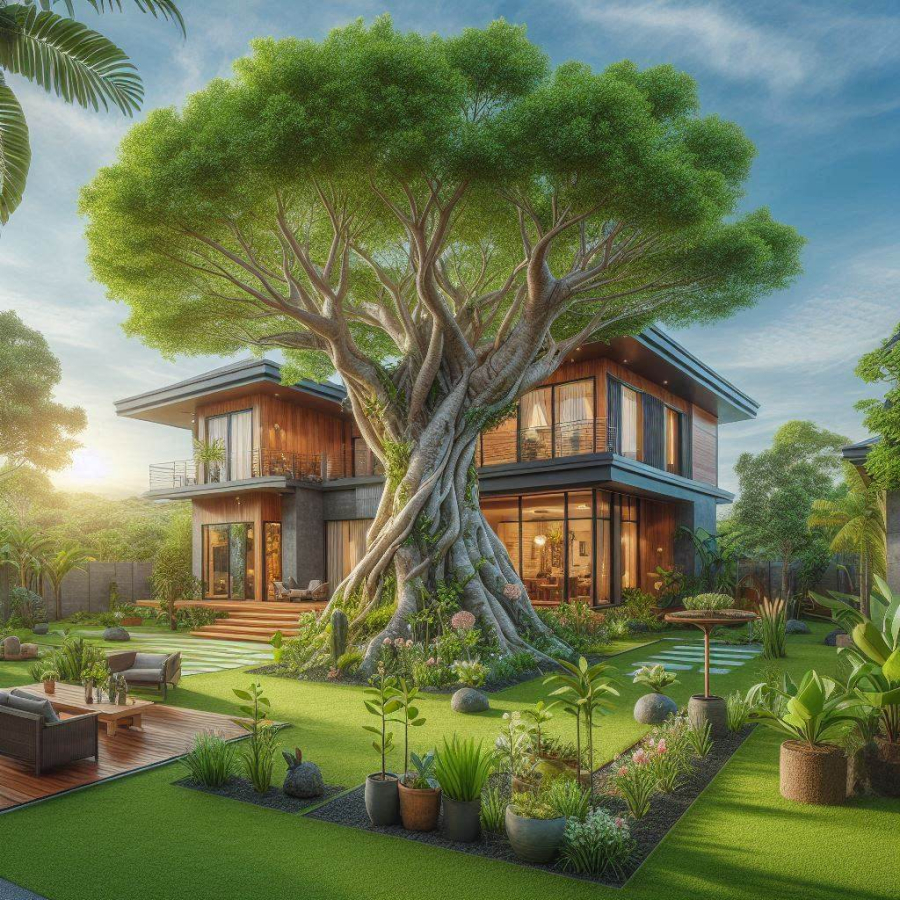 Cành lá um tùm của các cây lớn có thể che khuất ánh sáng mặt trời, khiến phía sau nhà trở nên tối tăm và ẩm ướt