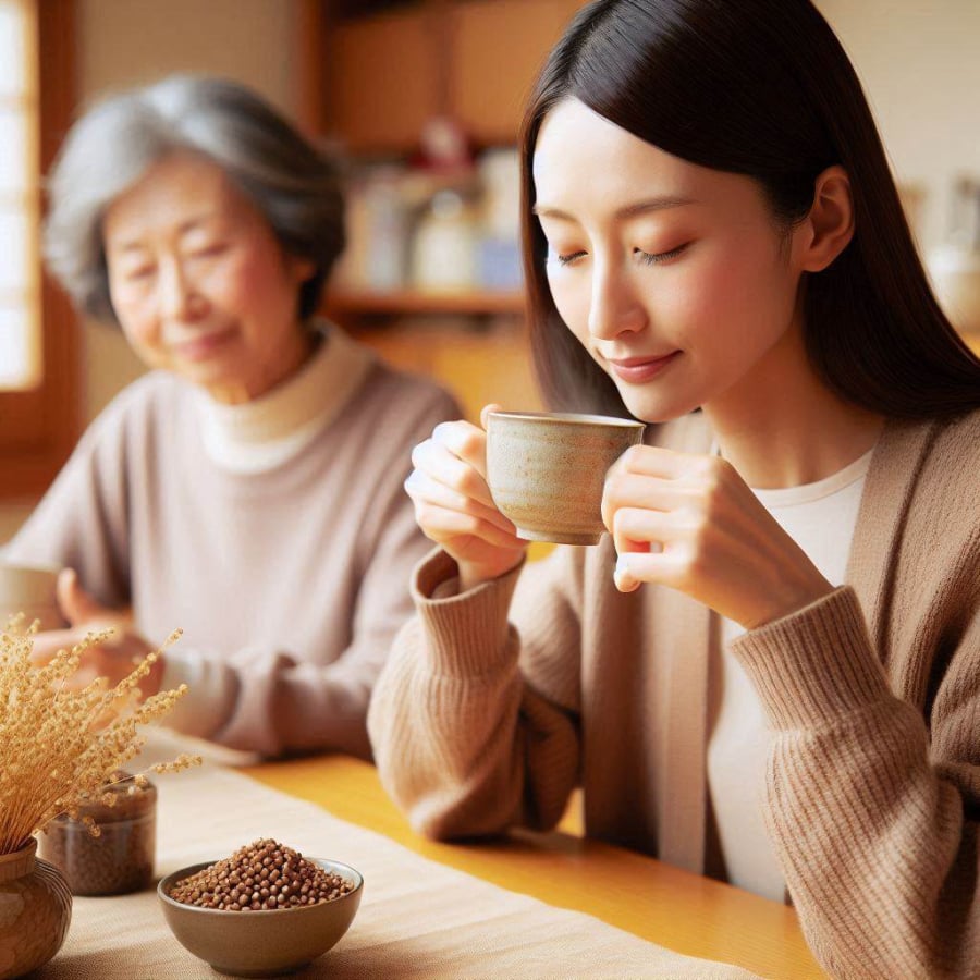 Tương tự như trà lúa mạch, trà kiều mạch được chế biến từ hạt kiều mạch rang
