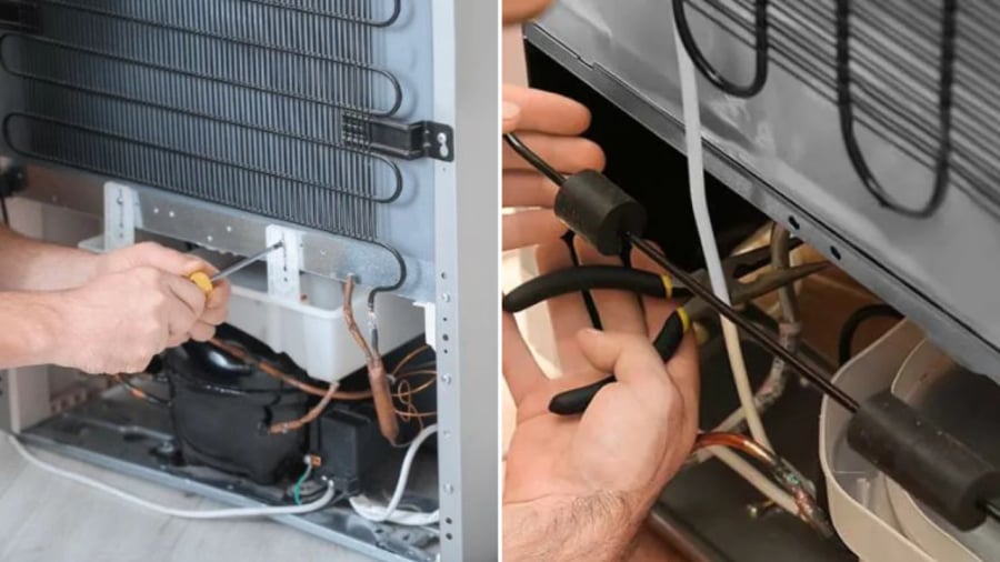 Cuộn dây ngưng tụ nằm phía sau tủ lạnh cũng cần được vệ sinh thường xuyên.