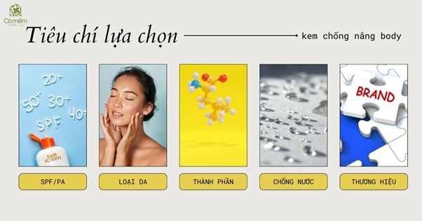 Tiêu chí lựa chọn kem chống nắng body
